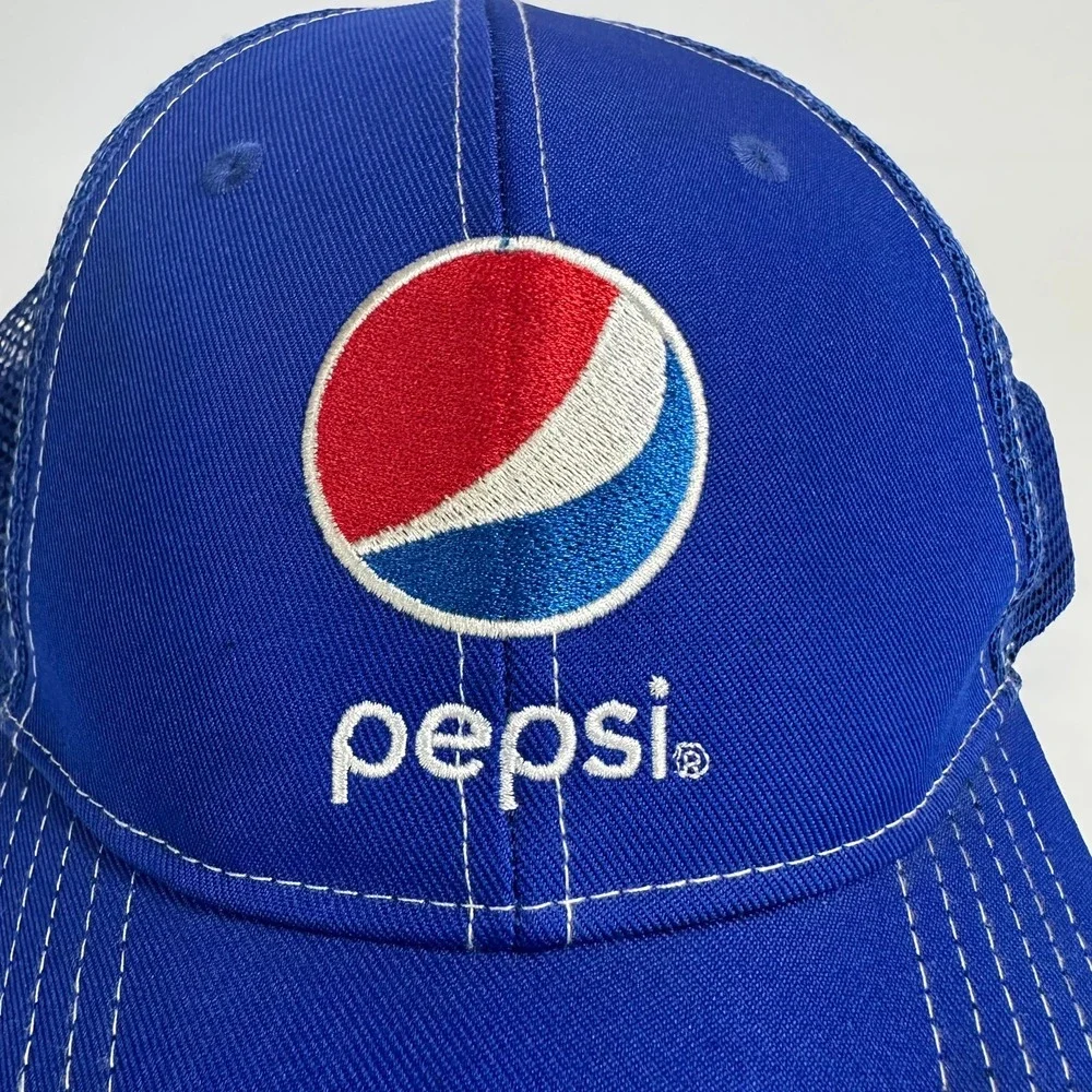 Pepsi Hat‎ Blue Trucker Cap Adjustable Logo Embroidered Mesh Back